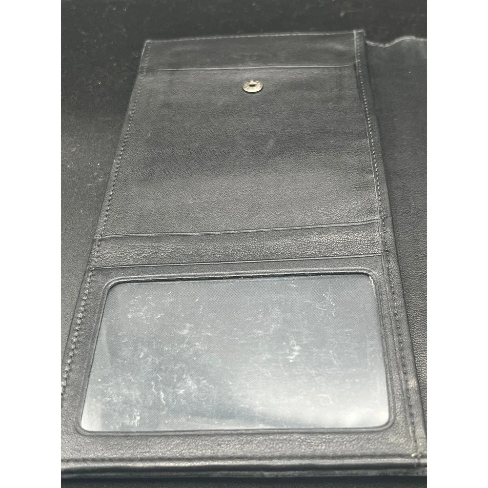 TUMI‎ Leather Wallet Travel Passport Card Organizer Black Leather 9 x 5